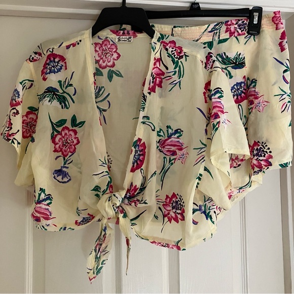 FREE PEOPLE Intimately FP Lei All Day Floral Co-Ord Set Lemon Combo L NWOT - Picture 6 of 12